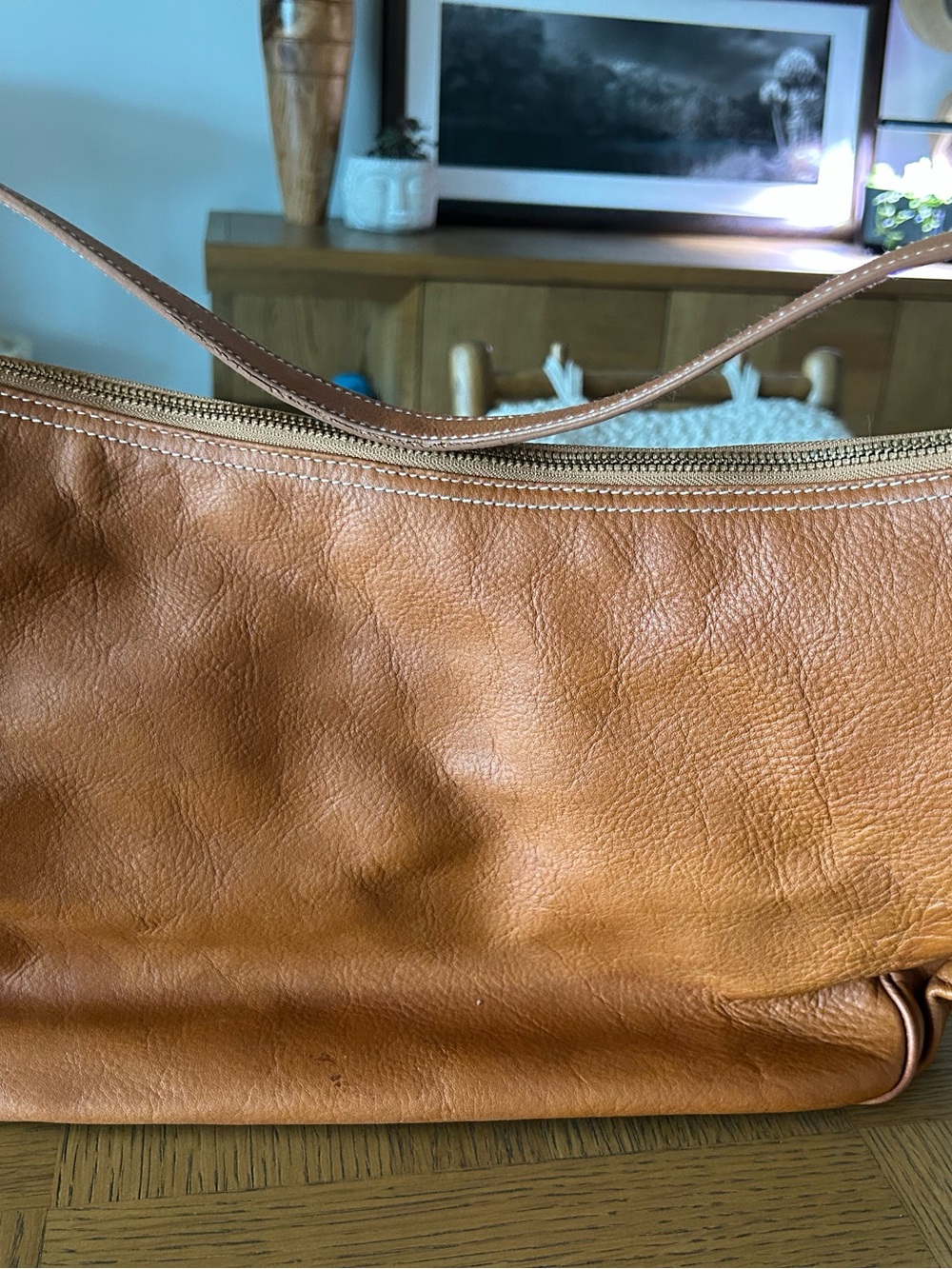 Ralph Lauren Classic Tan Leather Shoulder Bag